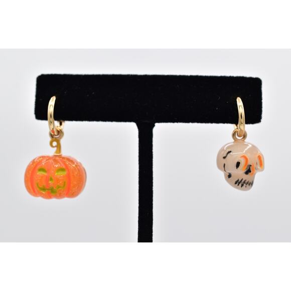 Coach Halloween Skull And Pumpkin Mismatch Earrings Glitter NEW 2024 Rare BinW - Picture 1 of 11